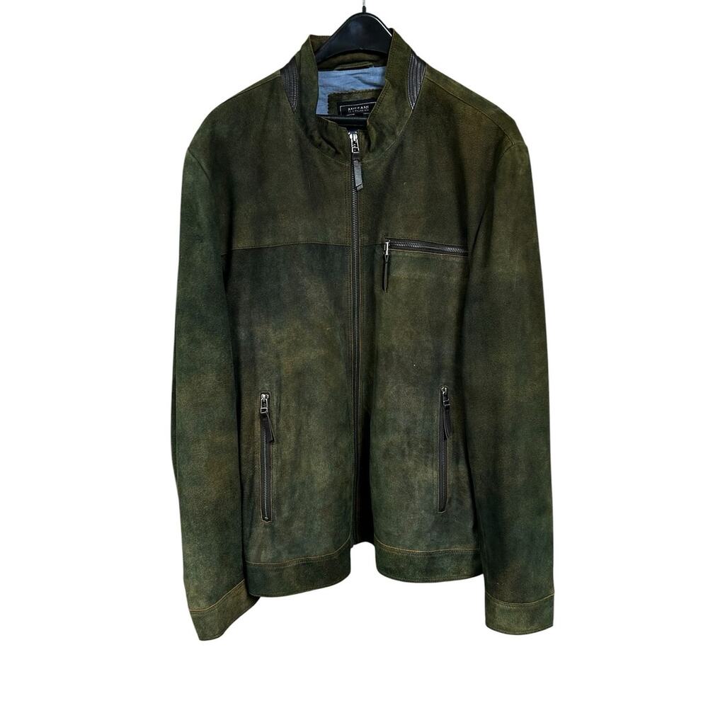 Vintage Missani Le Collezioni Green Goat Leather Suede Full Zip Jacket Mens XL